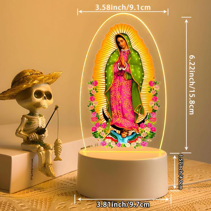 Our Lady of Guadalupe 3D Night Light, Virgin Mary LED Lamp for Home Altar & Prayer Room, Catholic Religious Decor, Spiritual Blessing Gift for Mom