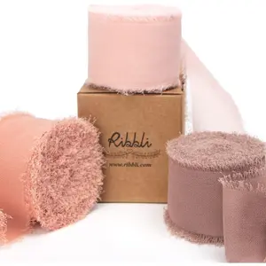 Chiffon Silk Ribbon, 1.5 inch x 30 Yard, Blush Pink/Dusty Pink/Mauve, Wedding Invitations, Bridal Bouquets, Flower Arrangement