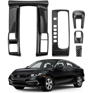 Center Console Gear Shift Panel Cover for Honda 10th Gen Civic 2016 2017 2018 2019 2020 2021 Accessories Interior Decorations Carbon Fiber Style Accessories(Not for Manual Transmission)