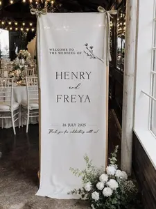 Custom Fabric Wedding Welcome Sign • Modern Linen Wedding Sign • Wedding Banner • Personalised Wedding Decor • Engagement Party Sign