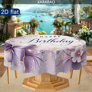 Vintage Bohemian Floral Tablecloth, Farmhouse Style, Indoor Outdoor, Butterfly Crown Birthday Tablecloth, Home Dining Patio Decor