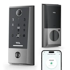 TCL D2 Plus Fingerprint Door Lock, Smart Lock with Built-in Doorbell, Wi-Fi Keyless Entry, App Remote Control, Auto-Lock, Works with Alexa & Google Assistant