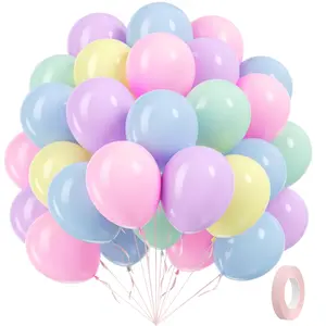 60pcs Pastel Balloons 12inch Macaron Latex Party Balloons for Graduation, Easter, Wedding, Birthday, Bridal Shower, Rainbow Party, Baby Shower, Anniversary Party Decorations Balloon Set
