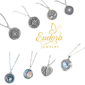Eudora S925 Sliver Angel Wings Locket Cremation Necklace, Compass Urn Pendant, Memorial Keepsake Jewelry, Forever In My Heart Engraved, Thoughtful Graduation Gift