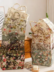 Floral Pattern Fabric Storage Basket, Portable Underwear Organizer, Minimalist Decorative Home Organization for Kitchen Bathroom Bedroom Living Room Office