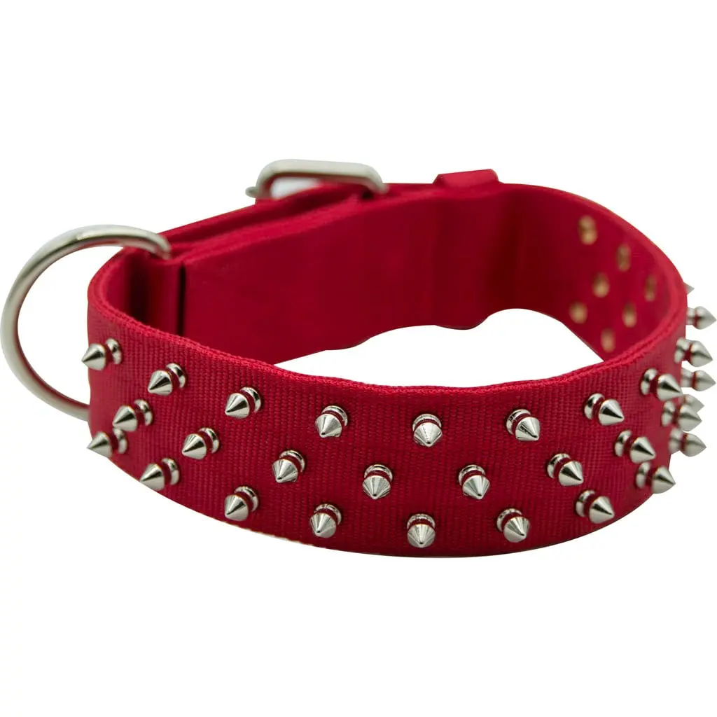 Omni Pet 205NFK-RD27 27 in. Bravo Nylon Spiked Dog Collar - Red