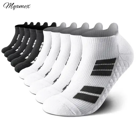 Mqamex 12 Pairs Unisex Cotton Short Mesh Sports Stockings - Preppy Stripe Socks, Stretchy Knit, Moisture-Wicking, Lightweight, Low-Cut, Comfort-Fit Athletic Socks for Men/Women, Running/Hiking, Year-Round Wear