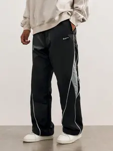 Men's Colorblock Contrast Binding Drawstring Waist Straight Leg Pants, Casual Fashionable Comfy Pocket Trousers for Daily Wear, Men's Athleisure Bottoms for All Seasons, Activewear