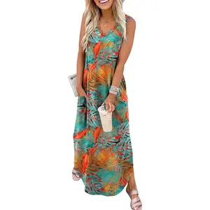 Summer Dresses Maxi Dress Vacation Beach Sundresses 2025 with Pockets Casual Womenswear