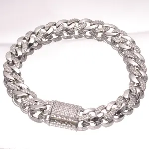 Men's Copper Cuban Bracelet,Fashion Men's Cuban Bracelet, Copper Cuban Bracelet, Zirconia Cuban Bracelet, Platinum Plated Cuban Bracelet, Imitation Gold Reinforced Bracelet, 8mm Solid Cuban Chain Bracelet