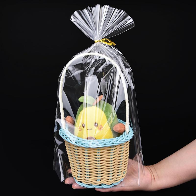 50 count Bottom Gusset Bags 8"x 12" Clear Cello Cellophane  Goodie Bags with  Twist Ties, Party Favor Packaging,  Mug Wrapping