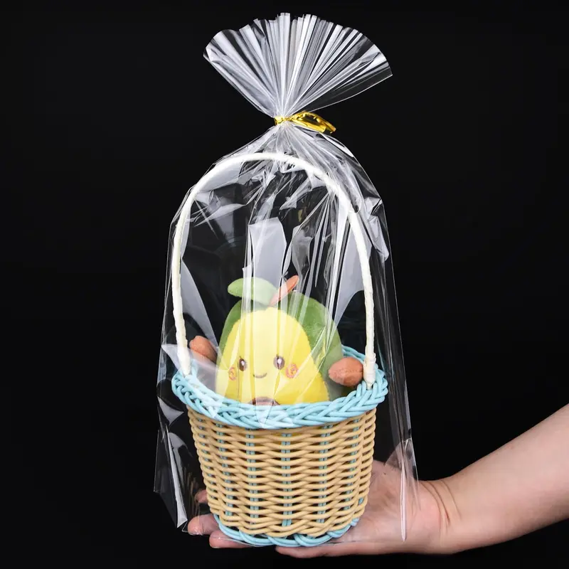 50 count Bottom Gusset Bags 8"x 12" Clear Cello Cellophane  Goodie Bags with  Twist Ties, Party Favor Packaging,  Mug Wrapping