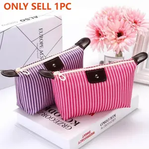 New Striped Dumpling Makeup Bag, Waterproof SkincareStorage Pouch, Portable Handbag, Fashion Travel ToiletryBag, Handheld Cosmetic Pouch, Travel Cosmetic Bags
