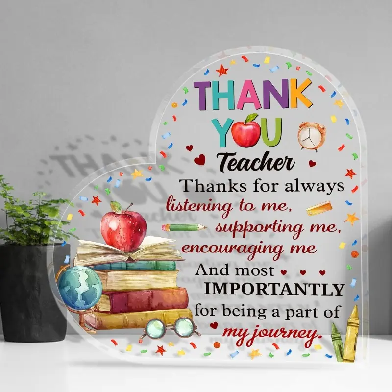 Teacher Appreciation Gift, Acrylic Plaque for Desk Decor, Thank You Teacher Sign, Acrylic Desktop Sign, Ideal for Boss, Coach & Manager Gifts, Acrylic Desktop Decoration, Acrylic Signage Plaque