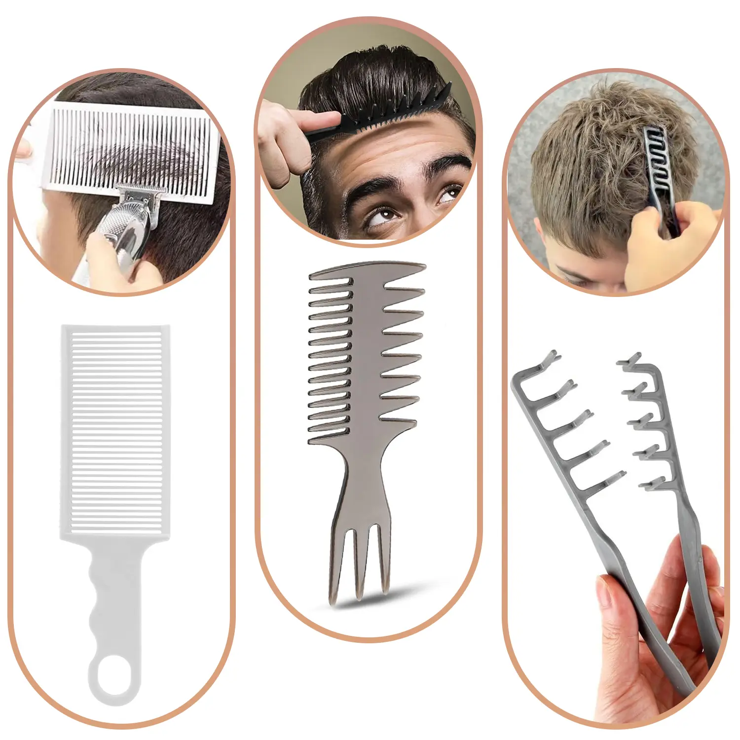 3pcs Lightweight Barber Haircut & Styling Tools Kit - Pomade, Texture Comb, Fade Blending Heatless Tool, Adult Hair Care Products, Ideal for Home/Barber Use for Clean Looks, Hair Styling Tools