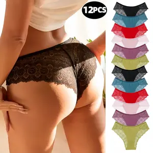 H   2026 New Lace Panty Set, 12-6 Packs, Soft Sheer Tulle Fabric, Machine/Hand Washable, Durable & Easy Care, All-Season, Daily/Party/Gift, Basic & Versatile, Valentine's Day Gift.women underwear