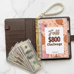 $800 Fall Beginner Savings Challenge Personal Organiser, Financial Management Budget Planner with Zip Envelopes and Envelope Slots