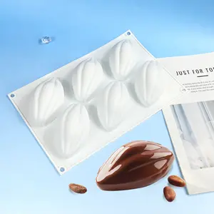 6-Piece Mousse Cake Mold Set, Large Cocoa Bean Olive French Dessert, Creative Chocolate Silicone Baking Tools, Durable & Reusable Design, Silicone Molds