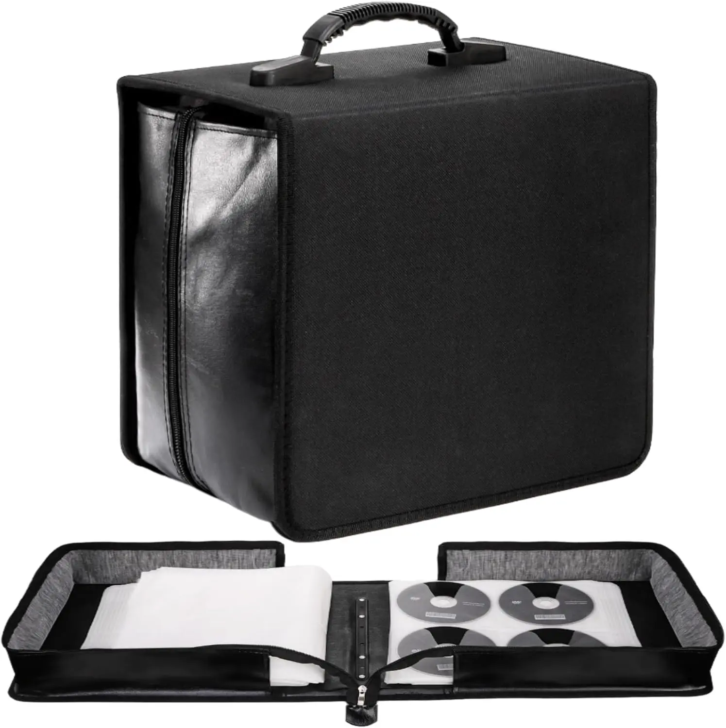 520 Capacity CD Case Holder, Portable CD Binder DVD Storage Holder with Zippers, CD DVD Storage Binder Media Organizer, Movie Media Disc Stackable Storage Organizer for Home Office Travel