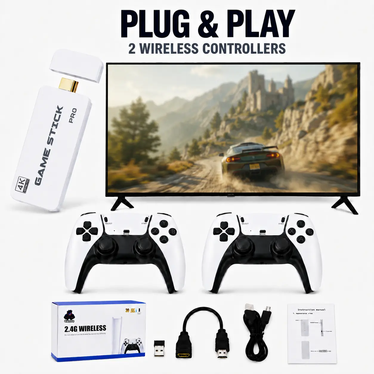 2026 Retro Arcade Gaming Console for TV, Wireless HDMI Plug & Play Home Entertainment Device, Built-in Classic Games, Dual Wireless Controller Set, Retro Emulator Gaming Gift for Kids & Adults