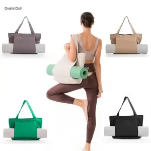 Premium Canvas Yoga Pilates Mat Bag, Large Shoulder Tote Bag for Gym, Travel & Outdoor Exercise Gear Storage