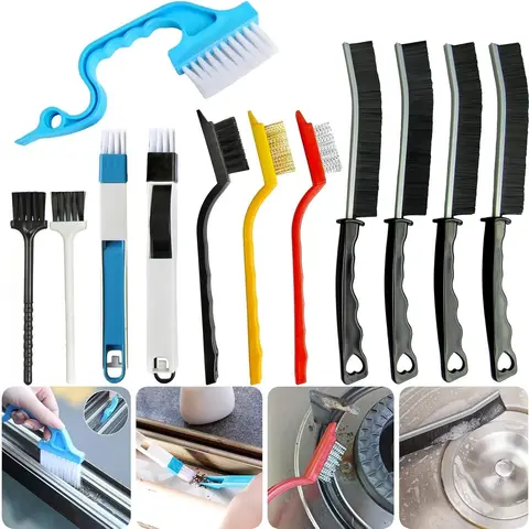 [Hand Tools Kits] 12Pcs/Set Crevice Cleaning Brushes,Small Gap Cleaning Brushes for Cleaning Bathroom,Kitchen,Window Grooves,Corners,Sinks,Washbasins,Showers,Faucets,Bathtubs,Gas Stove and Tiles,Summervibes