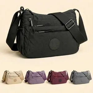 Women's Minimalist Multi-Pocket Crossbody Bag - Adjustable Shoulder Bag, Functional Zipper Handbag for Women, Aesthetic Lightweight Commuting Accessory for Daily Casual Use outdoorfun