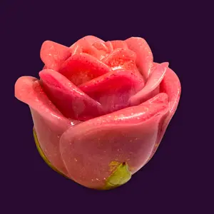 Handmade Resin Rose Jar with Lid - Glittery Pink Trinket Box
