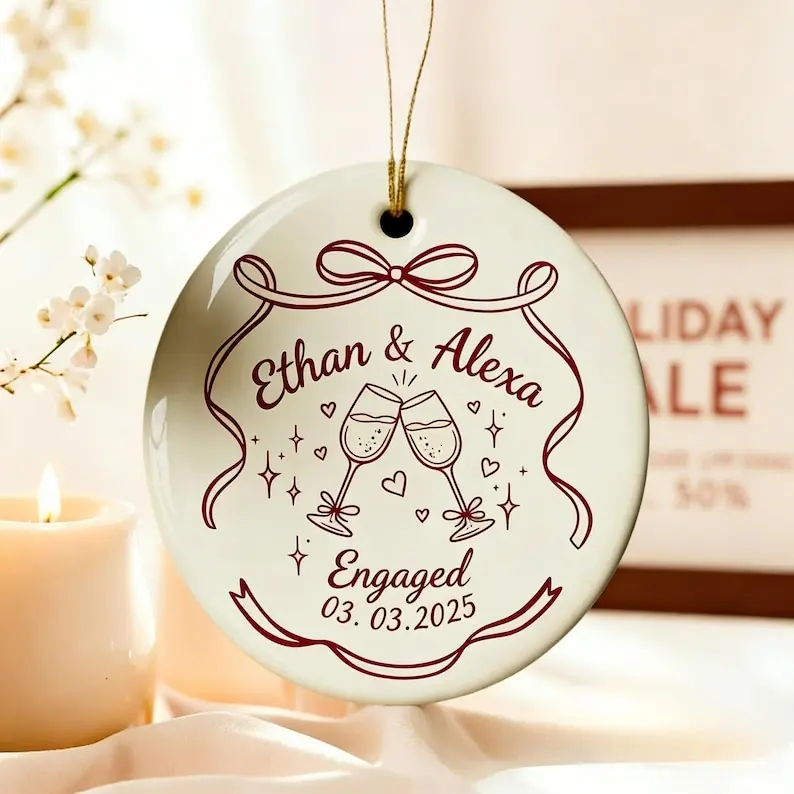 Custom Engagement Ornament 2026 – The Year We Got Engaged Keepsake, Engagement Announcement Wedding Gift, Christmas Ornament