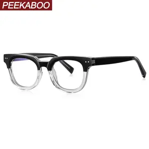 Peekaboo anti blue light glasses for men retro style clear lens optical glasses frame women clear lens rivets unisex