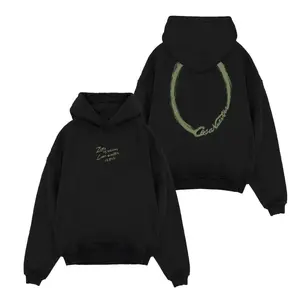 Alejandro Futuristic “Zero Concept” Hoodie – Black Streetwear Pullover with Minimal Script & Brushstroke Circle Back Print, Cozy Oversize Hoodie for Men & Women