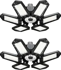 2-Pack Deformable LED Garage Ceiling Lights, High-Brightness Adjustable Panel Led Lights for Warehouse, Basement Home Indoor Lighting