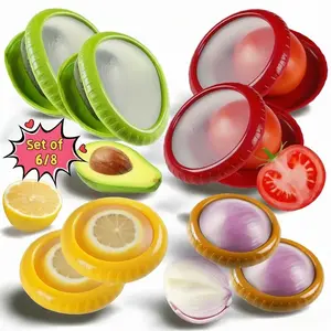 8pcs Silicone Fruit and Vegetable Storage Containers, Reusable Fresh-Keeping Boxes, Airtight Sealing Design, Ideal for Tomatoes, Lemons, Garlic, Food Storage, Kitchen