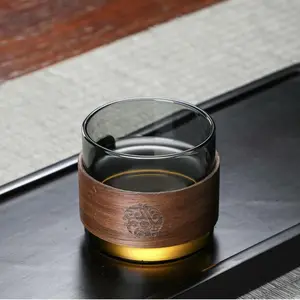 Elegant Smoke Glass Kung Fu Tea Cup, Stylish Drinkware, High Borosilicate Heat-Resistant Design, Perfect for Tea Lovers and Collectors, Durable Glass Cup