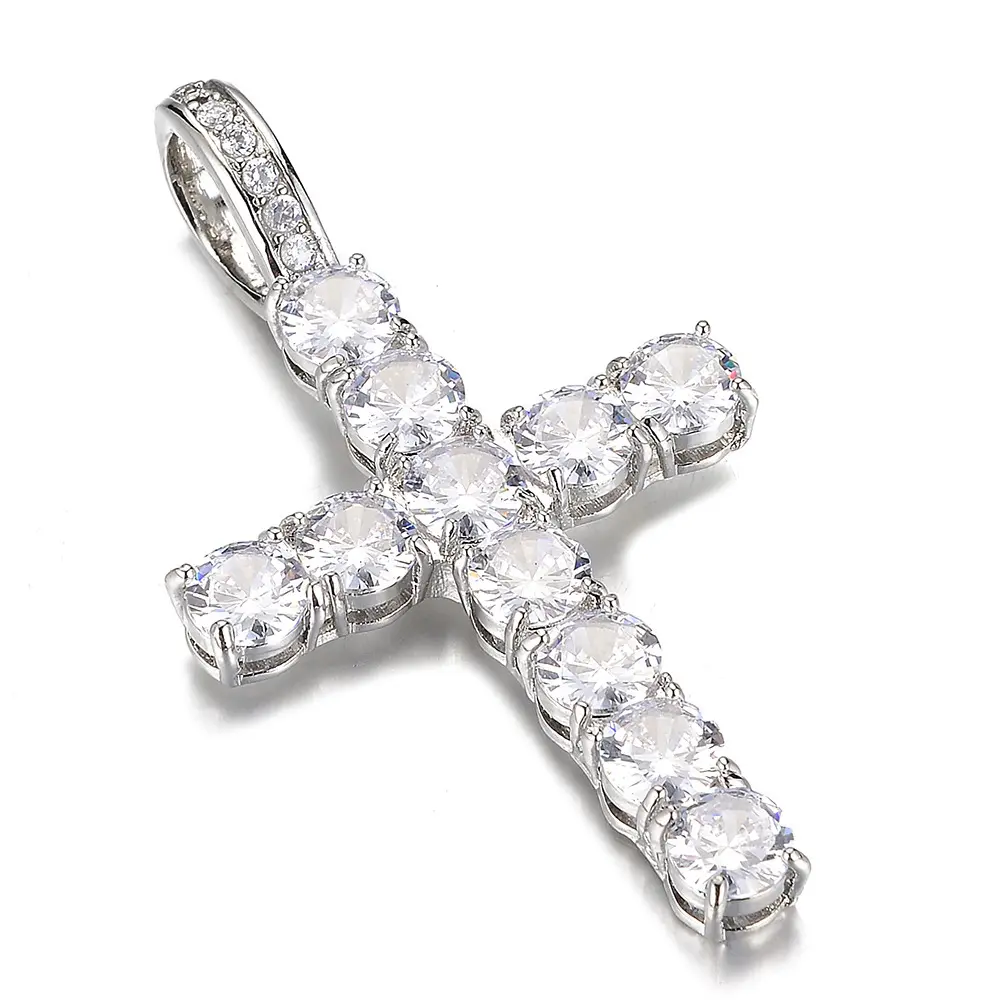 Silver small zircon cross (excluding cha