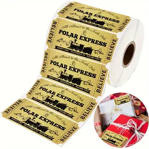 200 Foil Believe Arctic Train Christmas Adhesive Stickers, Perfect for Polar Express Party Decorations, School Awards & Gift Wrapping