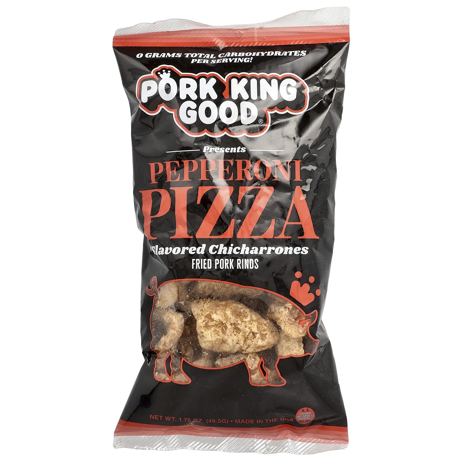 Pork King Good Flavored Chicharrones, Pepperoni Pizza, 1.75 oz (49.5 g) Pork King Good Flavored Chicharrones, Pepperoni Pizza, 1.75 oz (49.5 g)
