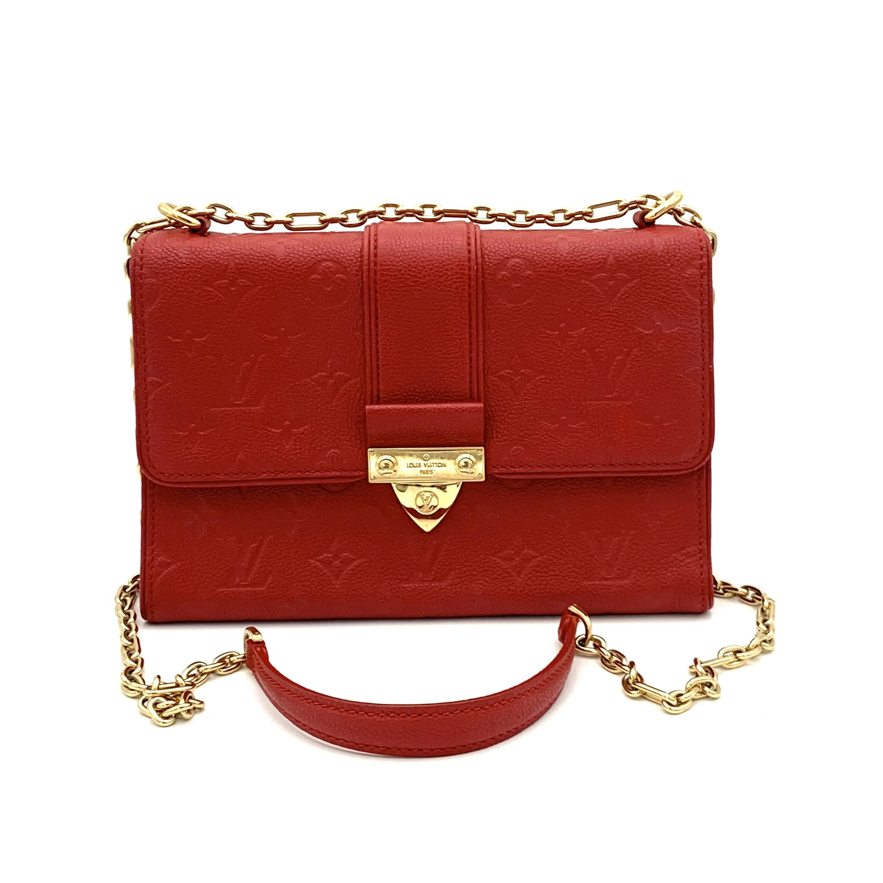 Pre-owned Louis Vuitton Empreinte Leather Handbag Saint Sulpice Monogram Red W/N/A #4790