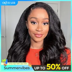 [3 In 1 Half Wig] OQ HAIR Kinky Straight Half Wig Yaki Straight Wavy Easy Wear Go Wig No Glue With Drawstring Invisible Hairline Butterfly Cut Human Hair Glueless Wigs