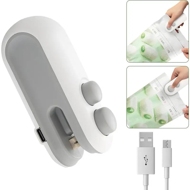 2-In-1 Mini Sealer and Cutter, Sealing Machine, Portable USB Rechargeable Snack Sealer for Food Preservation, Ideal for Travel and Outdoor Picnics