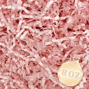 1/2LB Light Pink Crinkle Cut Paper Shred Filler Great for Gift Wrapping, Light Pink Basket Fillers, Birthday, Gift Wrapping, Anniversary, Halloween Thanksgiving Christmas Party Decor Filling Supplies