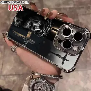 Religious Cross Jesus Faith Phone Case Suitable for iPhone 16/15/14/13/12/11 Xs Pro Max Plus four corner airbag anti-collision electroplated phone case A017 Screen Protector Protection Smartphone Cellphone virgin mary pattern phone case