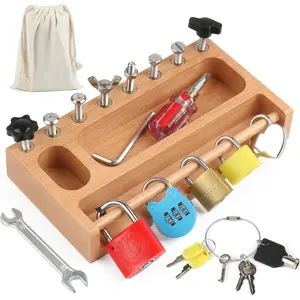 GJ X-ITC85 Montessori Screwdriver Board Set Lock and Key Toys Kids Tools Nuts and Bolts Montessori Toys for 3 4 5 Year Old Learning Practical Life Materials Fine Motor Skills Occupational Therapy Games