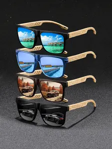 4pcs fashionable hollow out unisex sunglasses,with multiple colors to choose from,featuring vintage wood grain like frames made of polycarbonate material,equipped with UV400 protective lenses to protect the eyes,suitable for street photography wait scene