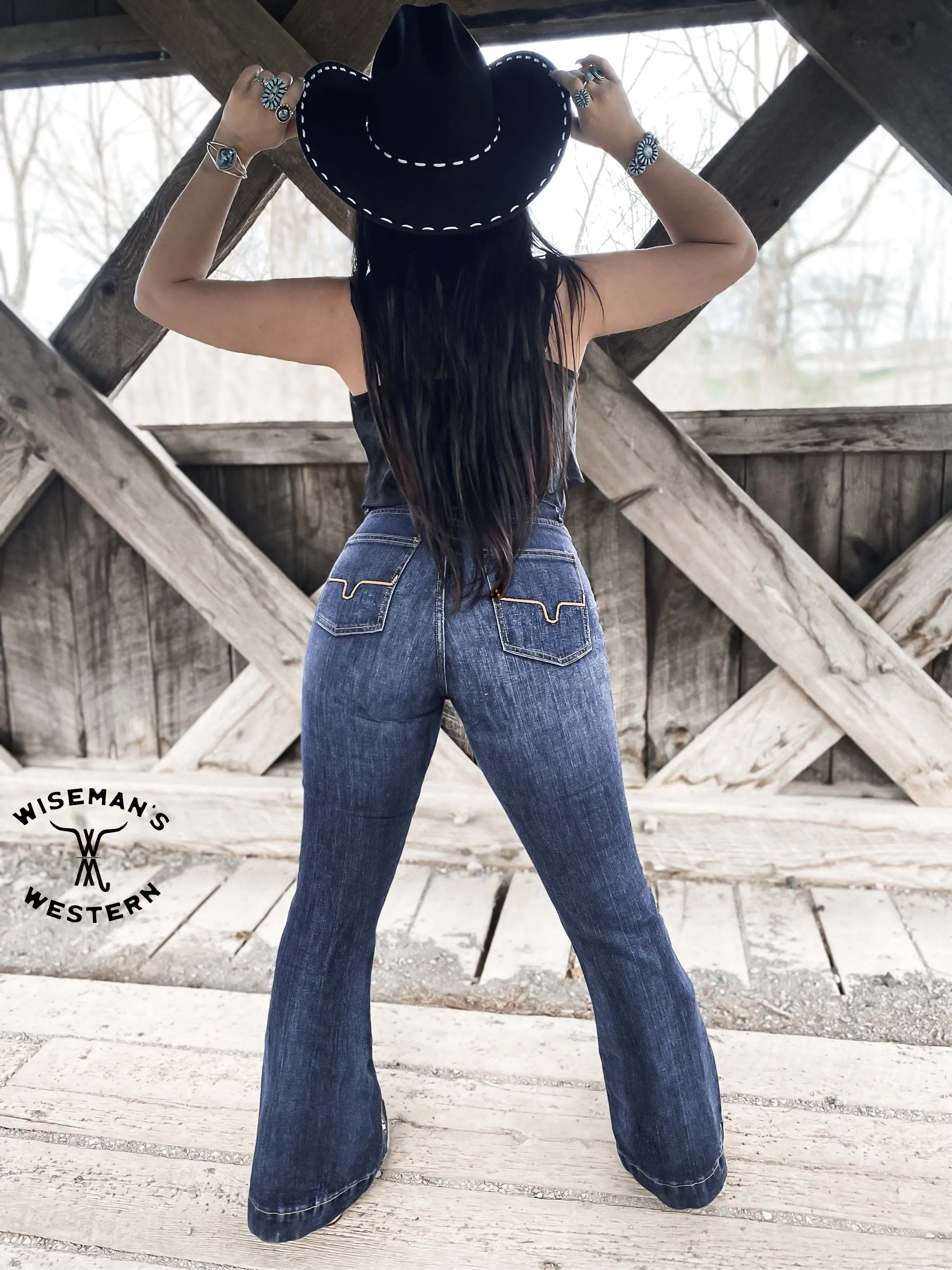 Kimes Ranch Jennifer Dark High Rise Trouser Women's Jeans, Spandex, Cotton, Fabric, Yarn