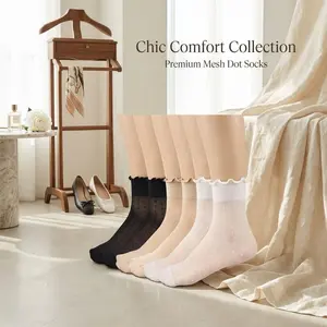 Women's Sheer Ruffle Ankle Socks - 12 Pairs Ultra-Thin See-Through Nude, Comfortable Summer Cool Breathable Lightweight Invisible Daily Wear Footwear Accessories for Ladies
