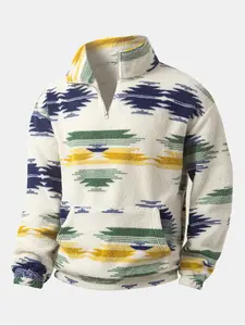 Men's Fall Winter Mid-High Neck Half Zip Fleece Pullover Sweatshirt, Warm and Cozy, Perfect for Cold Weather, Stylish and Comfortable