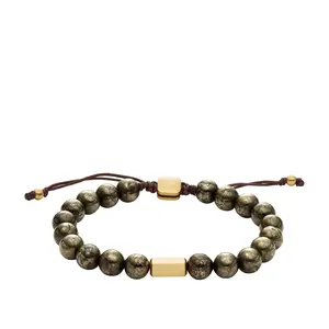 Fossil Men's Galaxy Beads Gray Pyrite Beaded Bracelet
