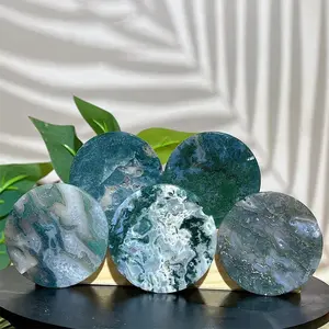 Crystal Natural Moss Agate Slice Slab Quartz Stone  Minerals Energy Feng Shui Healing Living Spiritual  Reiki Home Decoration