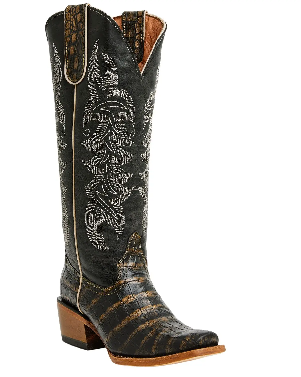 Tanner Mark Women's Women'S Caiman Print Tall Western Boot Square Toe - Tml205417